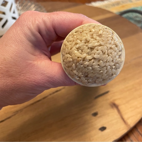 Vintage Hand Painted Wood Peg Woman Holding Rice Bowl On Head 6 1/2 inches tall - Picture 6 of 10